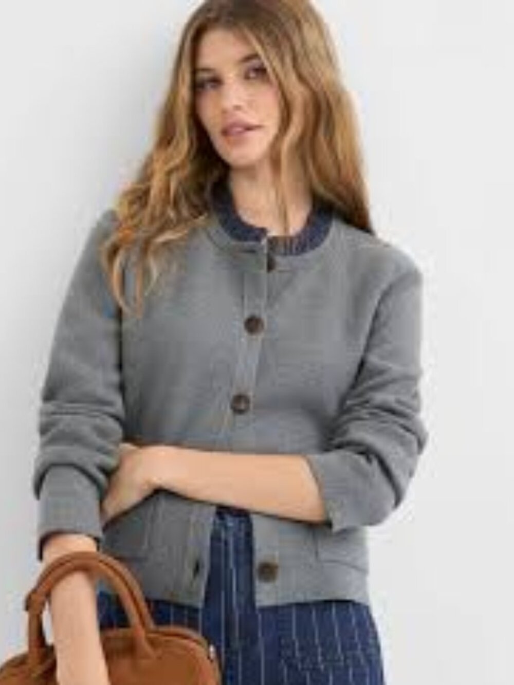 NWT Loft Ruffle Collar Mixed Media Sweater Medium